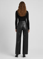 Black Faux Leather Wide-Leg Pants