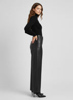 Black Faux Leather Wide-Leg Pants