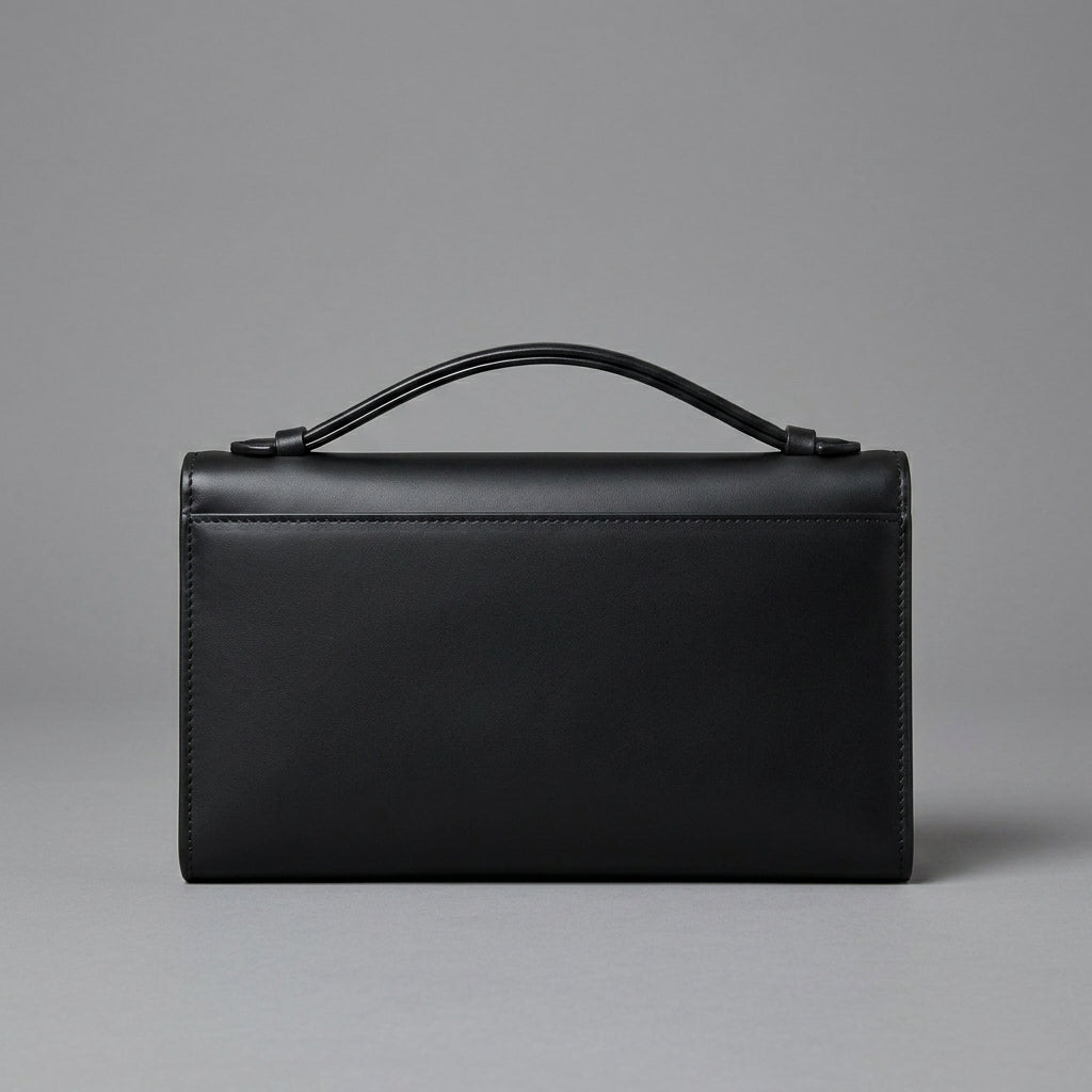 Elegant Black Leather Clutch Bag for Women