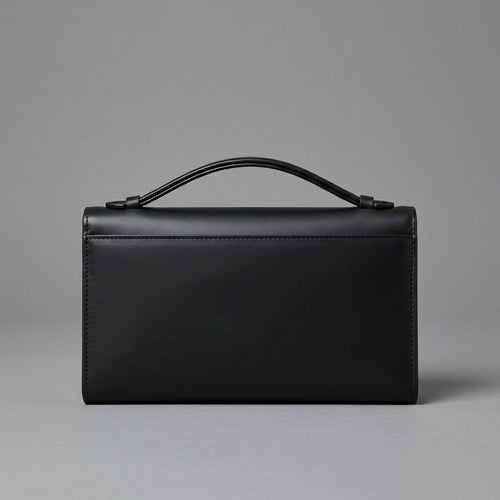 Elegant Black Leather Clutch Bag for Women