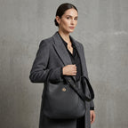 Black Leather Hobo Shoulder Bag