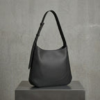 Black Leather Hobo Shoulder Bag