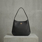 Black Leather Hobo Shoulder Bag