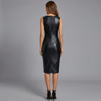 Black Leather V-Notch Tank Maxi Dress