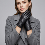 Black Leather Winter Gloves