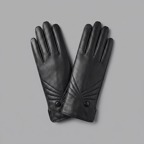 Black Leather Winter Gloves