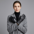 Black Sheepskin Leather Gloves