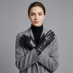 Black Sheepskin Leather Gloves