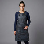 Blue Distressed Leather Utility Apron