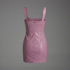 BlushFall Pink Leather Mini Dress for Women