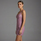 BlushFall Pink Leather Mini Dress for Women