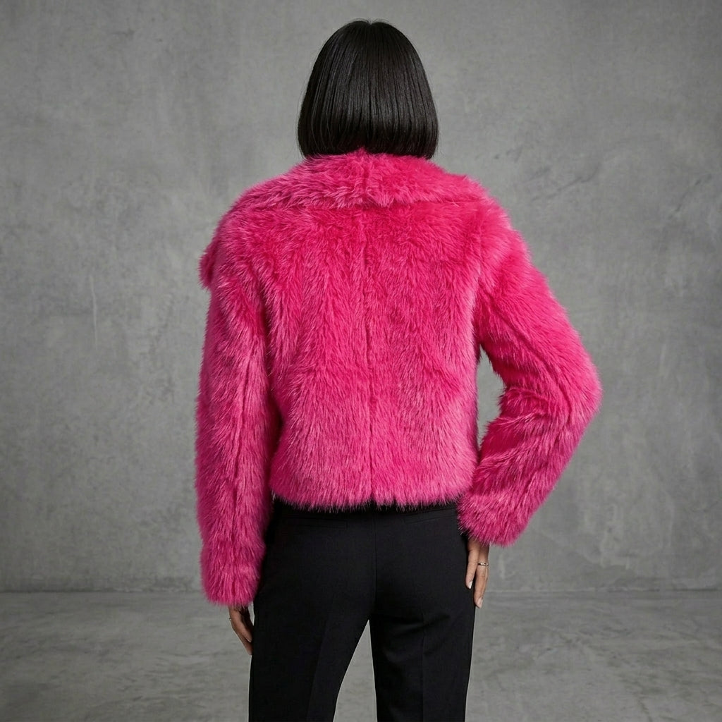 Blush Luxe Cropped Faux Fur Jacket