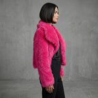Blush Luxe Cropped Faux Fur Jacket