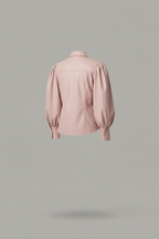 Blush Faux Leather Puff Sleeve Shirt