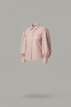 Blush Faux Leather Puff Sleeve Shirt