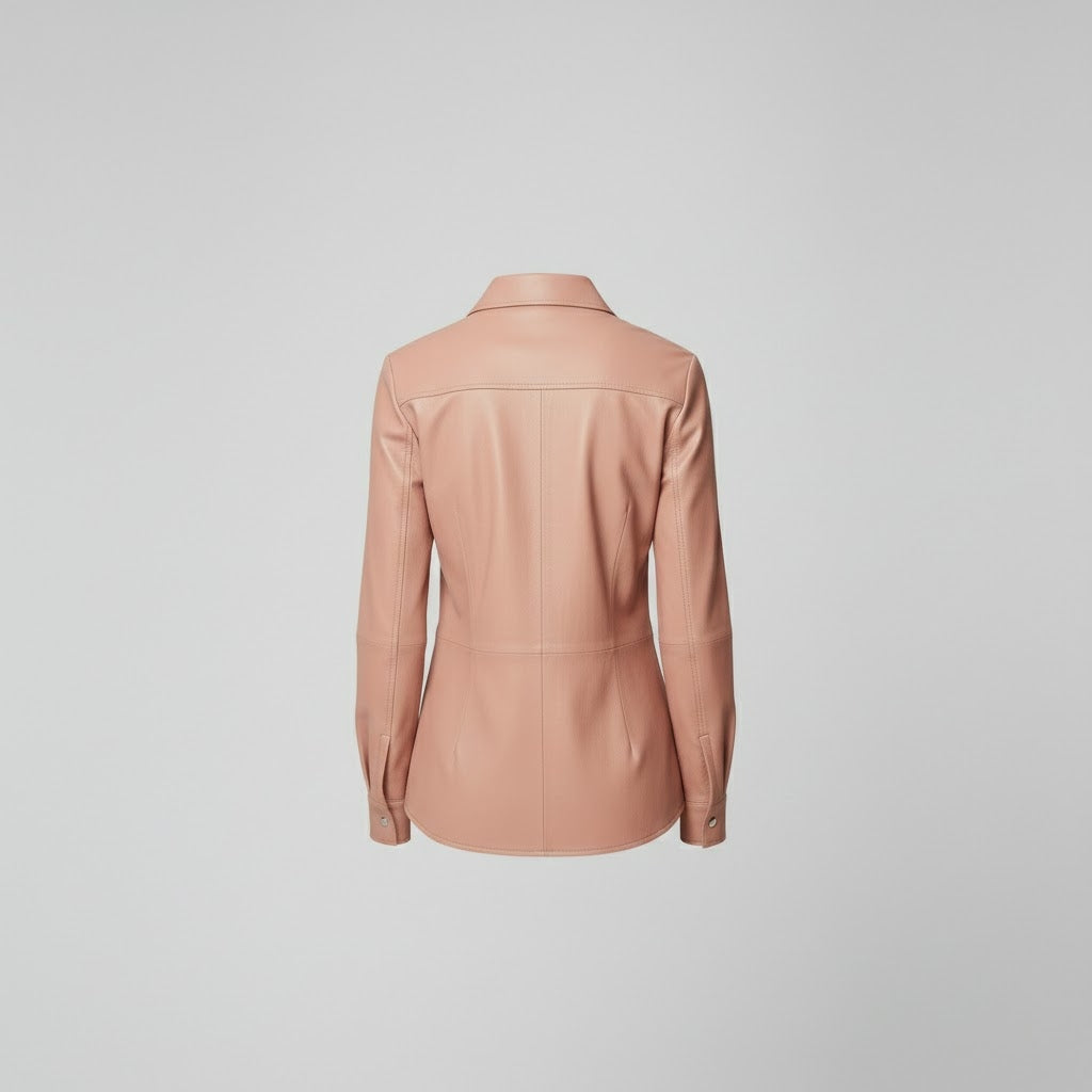 Blush Pink Leather Shirt for Women