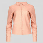 Blush Pink Leather Shirt for Women