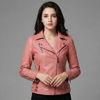 Blush Pink Sheepskin Women’s Moto Biker Jacket