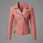 Blush Pink Sheepskin Women’s Moto Biker Jacket