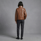 Brown Faux Leather Puffer Jacket