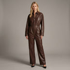 Brown Leather Jumpsuit