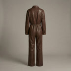 Brown Leather Jumpsuit