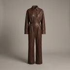 Brown Leather Jumpsuit