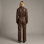 Brown Leather Jumpsuit