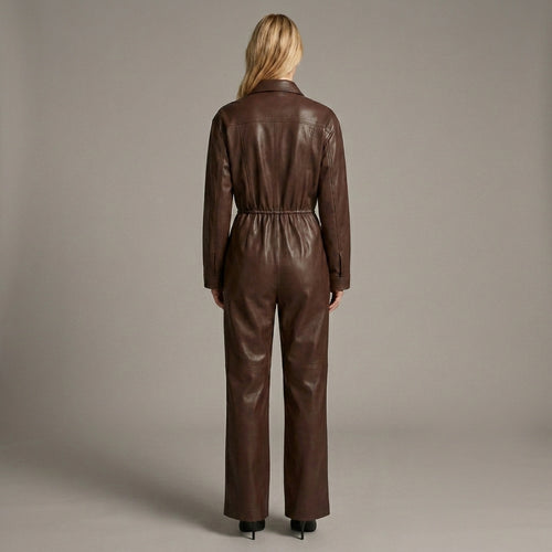 Brown Leather Jumpsuit