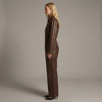 Brown Leather Jumpsuit