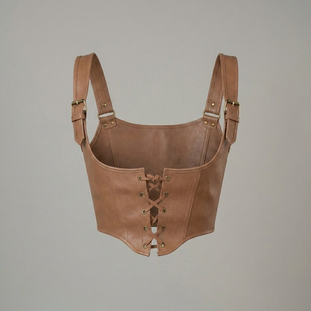 Brown Leather Renaissance Corset Belt