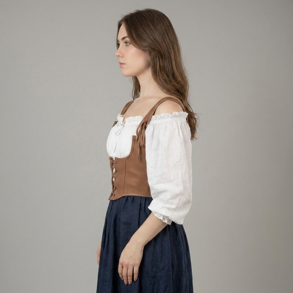 Brown Leather Renaissance Corset Belt