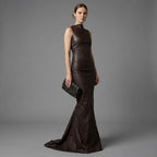 Burgundy Leather Evening Gown