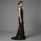 Burgundy Leather Evening Gown
