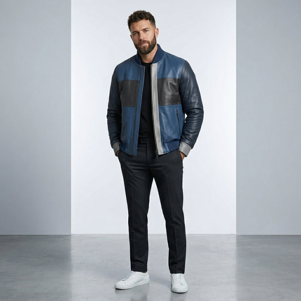 Men’s Leather Bomber Jacket – Classic Aviator Street Style Outerwear