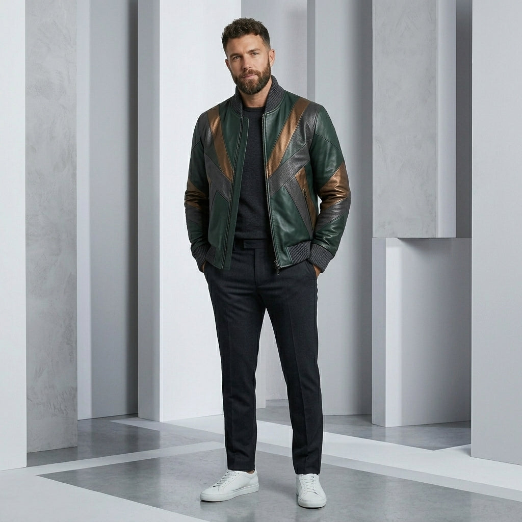 Men’s Genuine Leather Biker Jacket – Retro Vintage Motorcycle Style