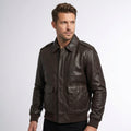 Men’s A2 Leather Aviator Jacket – Winter Flight Bomber Style