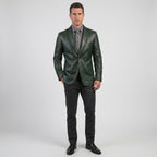 Men’s Green Lambskin Leather Blazer Coat