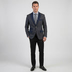 Men’s Blue Leather Coat – Hit Style Slim Fit Longline Jacket