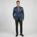 Men’s Archie Blue Leather Blazer Coat – Slim Fit Designer Style
