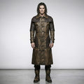 Men’s Punk Rave Steampunk Gothic Brown Leather Long Coat –