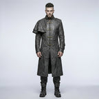 Men’s Devil Fashion Black Gothic Leather Trench Coat – Steampunk Long Coat Style