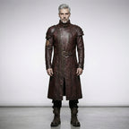 Men’s Punk Rave Brown Faux Leather Trench Coat