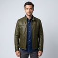 Men’s Olive Green Café Racer Leather Jacket