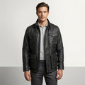 Men’s Classic Black Leather Field Jacket