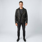 Men’s Black Vintage Rocker Leather Perfecto Jacket