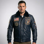 Men’s Royal Air Force Vickers Black Leather Pilot Jacket