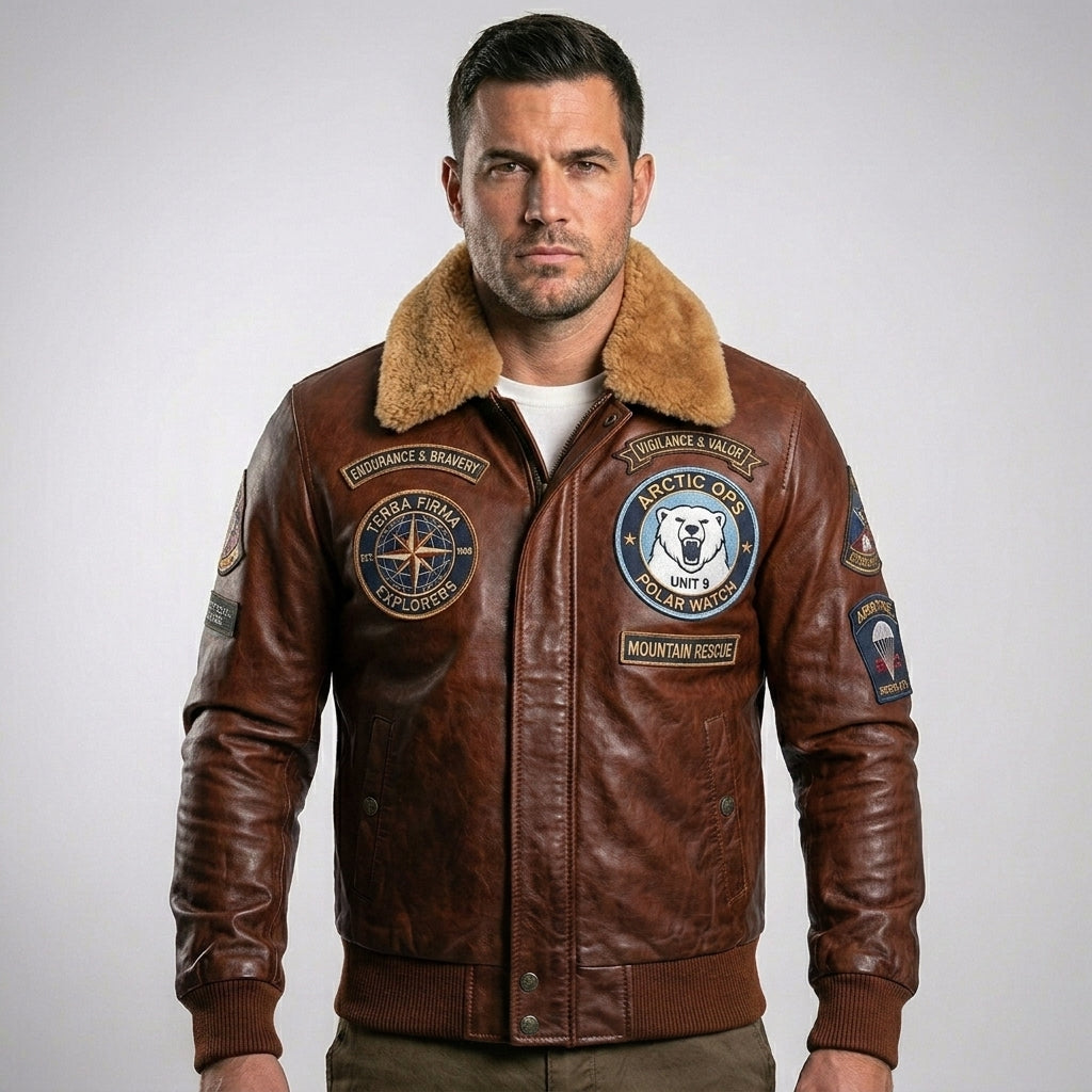 Men’s Aviator Leather Jacket – Classic Pilot Bomber Style