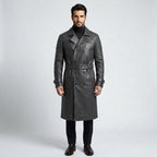 Men’s Royson Black Leather Duster Coat