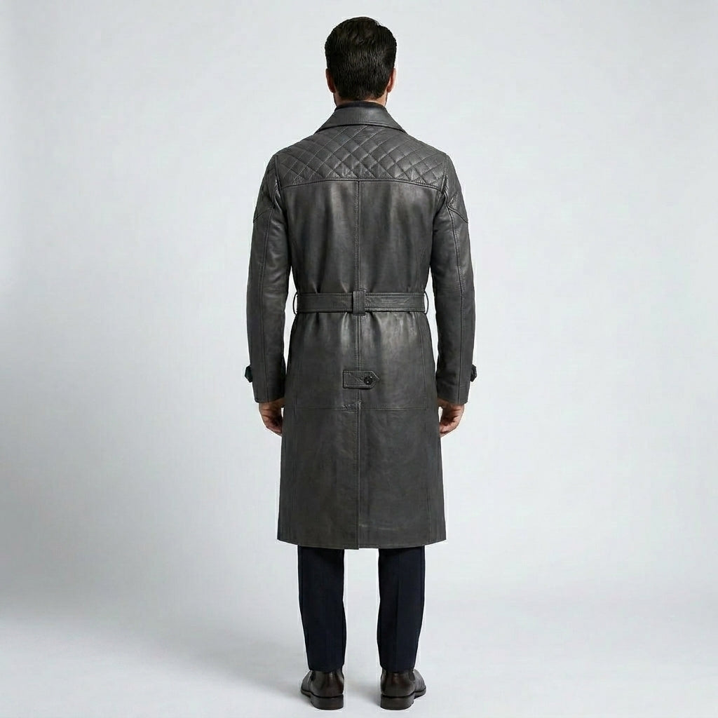 Men’s Royson Black Leather Duster Coat